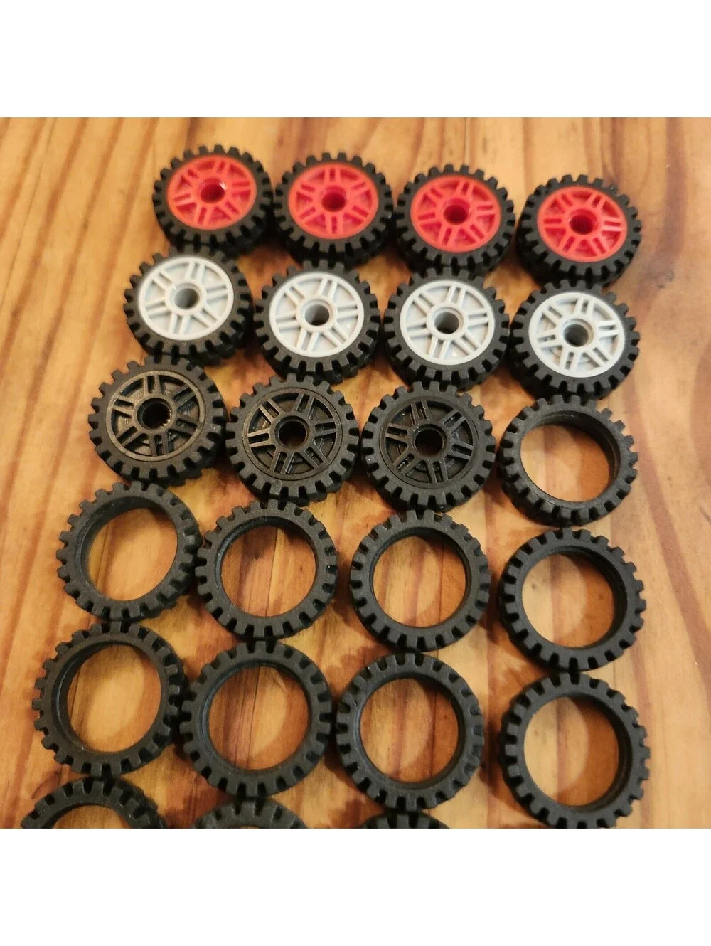 Lego Wheels 24 Tires Offset Center Band 24x7, 11 Rims 18x8 13971 61254 Red Gray